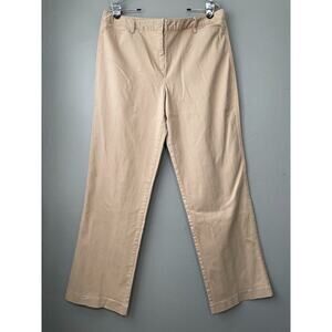 Talbots Size 14 High Rise Stretch Khaki Pants Classic Wide Leg 90s Minimalist